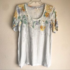 Anthropologie Meadow Rue Beach Blossom Linen Tee